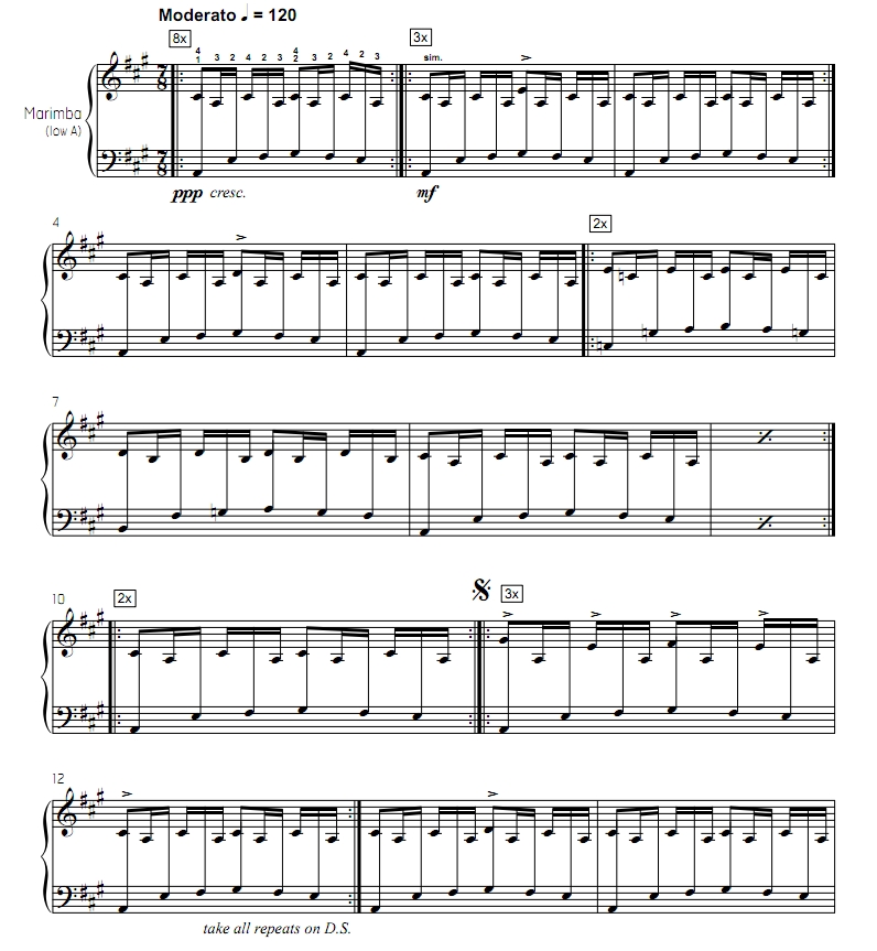 平静旋律 中级 史密斯版 4槌 独奏 马林巴谱 有试听