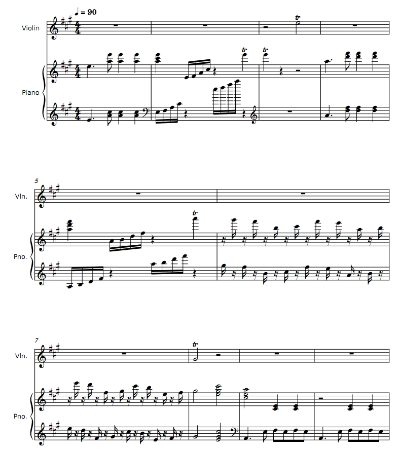 彩云追月 小提琴钢琴 总分谱 有试听