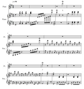 彩云追月 长笛钢琴 总分谱 有试听-云音圈