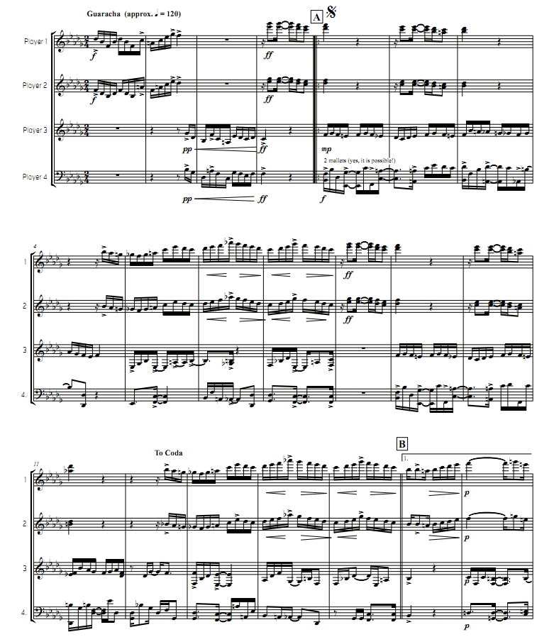 惠布利 伊基塔 Higuita 单马林巴四重奏总谱