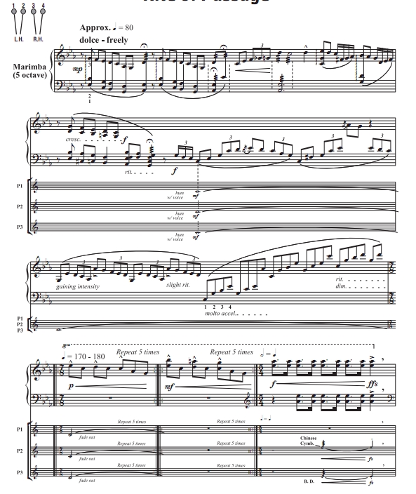 成年礼  蒙克曼版 高级 马林巴+打击乐三重奏 总谱+分谱 有试听