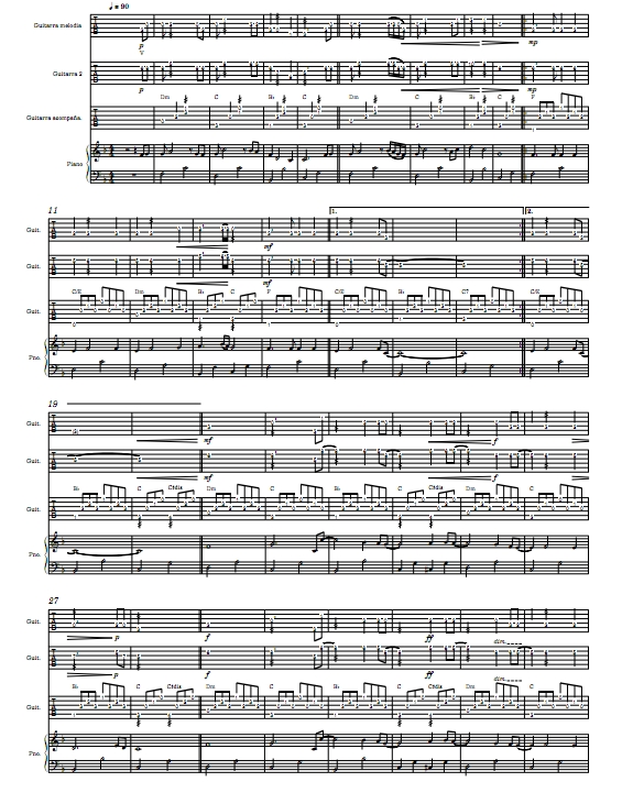 我心永恒  吉他三重奏+钢琴 总谱+分谱 有试听