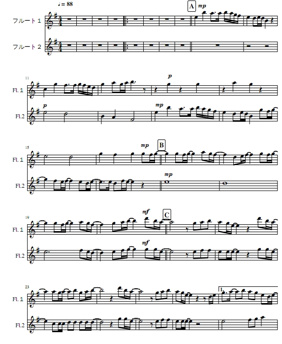 春天来了 长笛二重奏 总谱+分谱 有试听