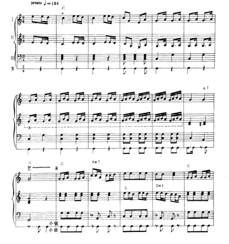 春节序曲 电子琴合奏 总谱