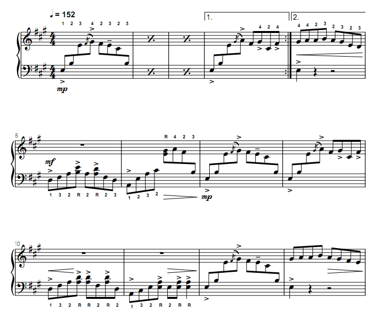 昨天的歌  中级 乌尔夫版 四槌 独奏 马林巴谱  有试听