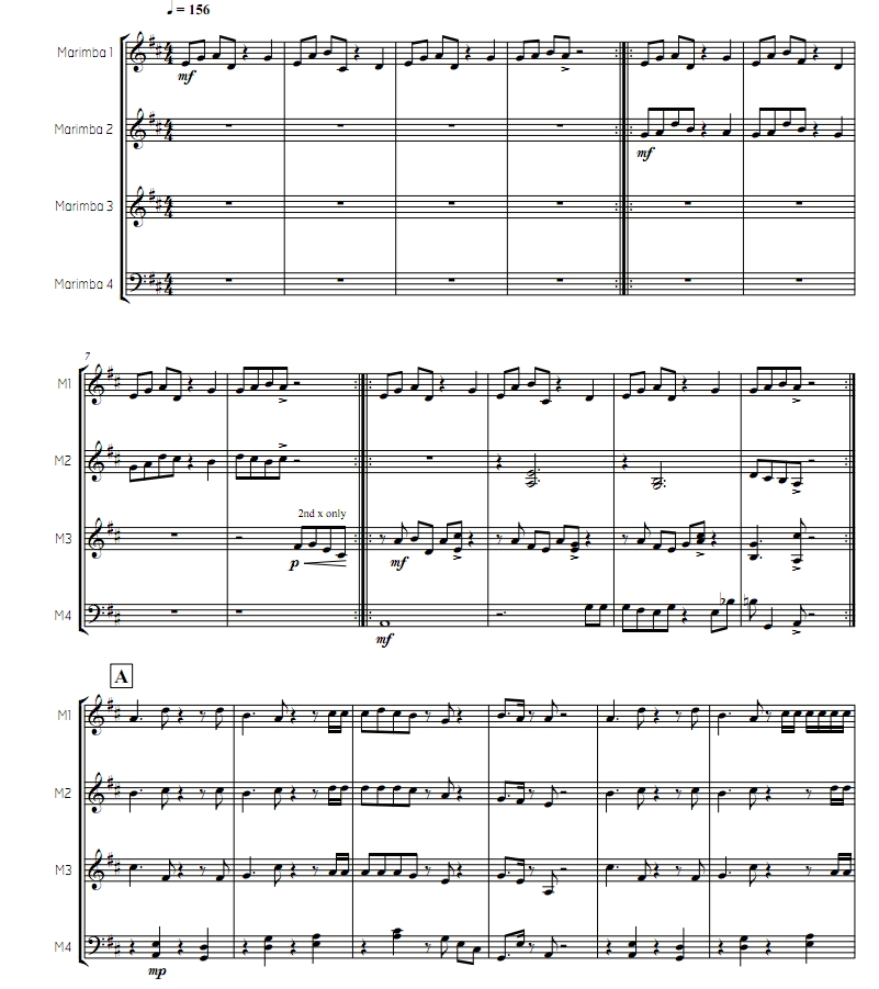 树莓探戈  中级 舒尔茨版 马林巴四重奏总谱 有试听