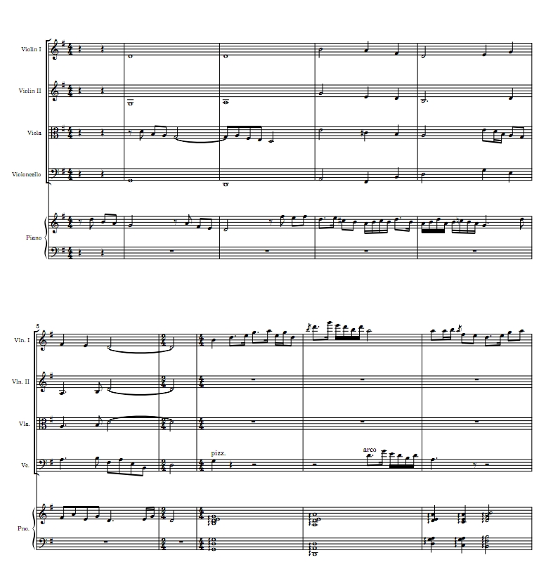 梁 祝 弦乐四重奏+钢琴 总谱+分谱