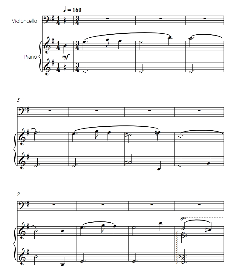 海德薇主题曲 哈利波特 大提琴钢琴合奏总分谱 带伴奏音频 有试听