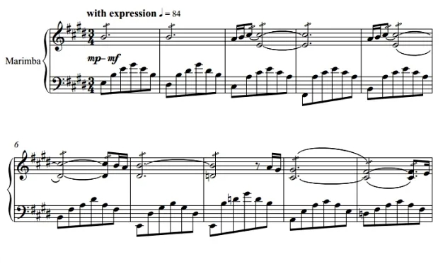 猎鹿人 Cavatina 霍华斯版 中级 4槌 独奏 马林巴谱 有试听