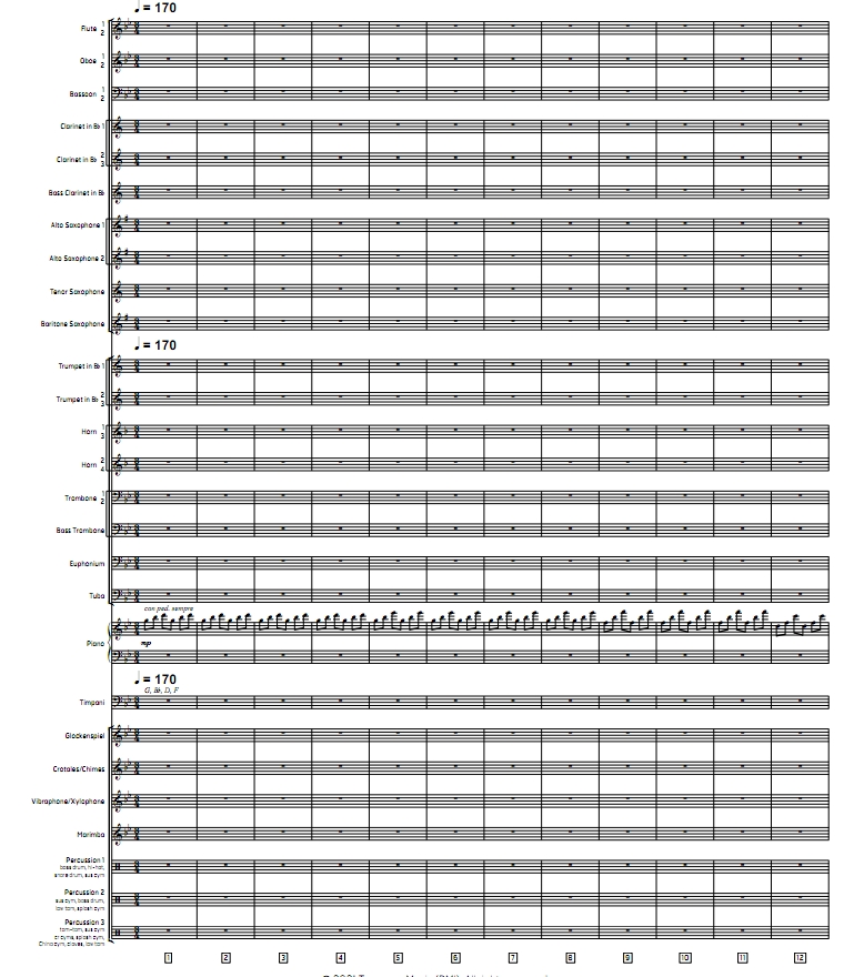 玻璃罩  管乐打击乐总谱 有试听