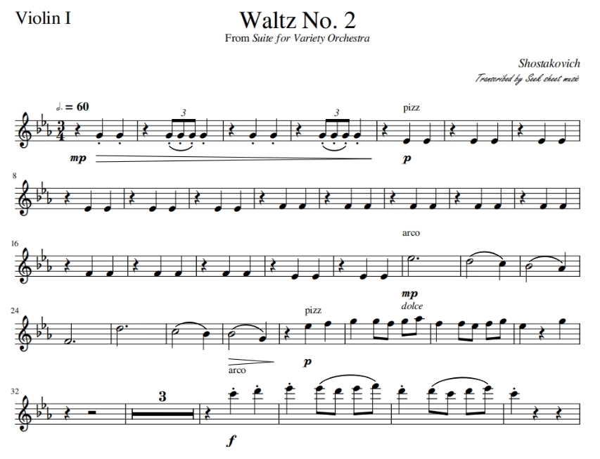 图片[2]-第二圆舞曲 肖斯塔科维奇 经典弦乐四重奏 总谱+分谱