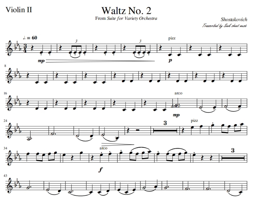 图片[3]-第二圆舞曲 肖斯塔科维奇 经典弦乐四重奏 总谱+分谱