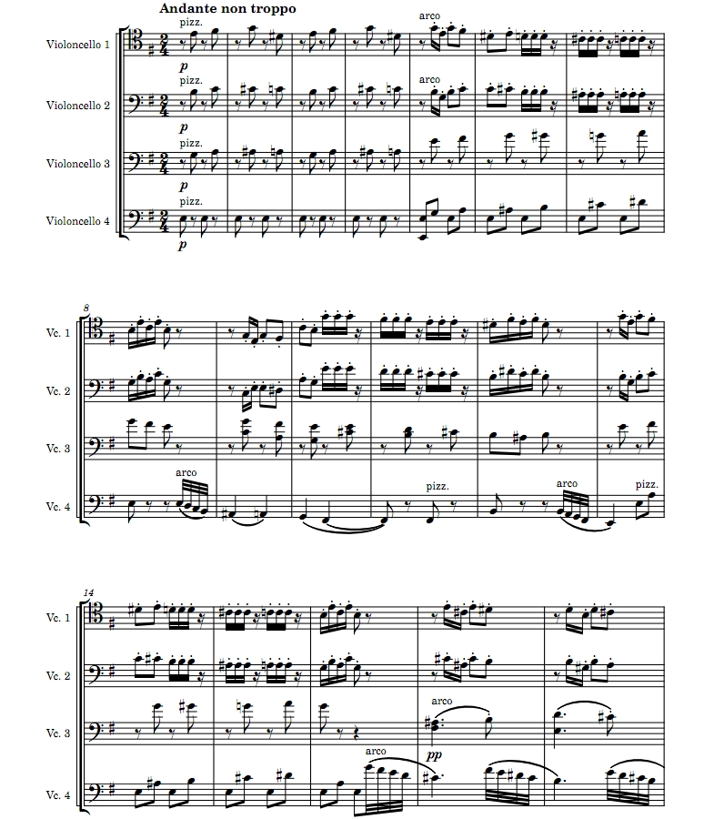 糖梅仙子舞曲 大提琴四重奏 总谱+分谱 有试听