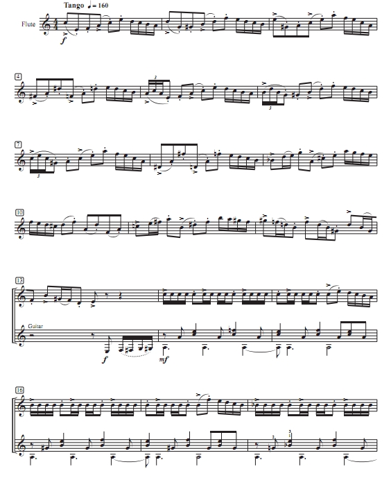 组曲二  长笛吉他二重奏 总谱+分谱 有试听