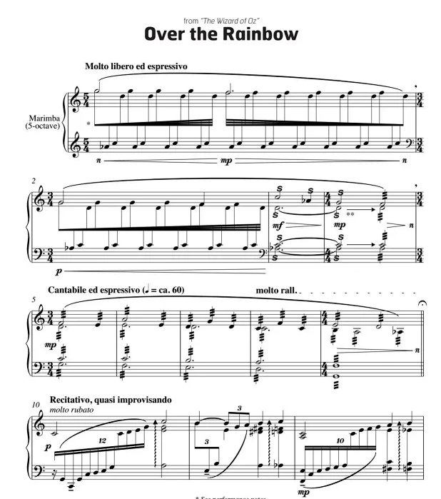 绿野仙踪 Over the Rainbow 奥托莫 中-高级 四槌 马林巴谱 有试听