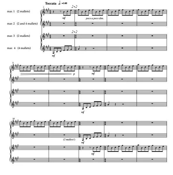 耶恒河  中级 马林巴四重奏总谱 有试听