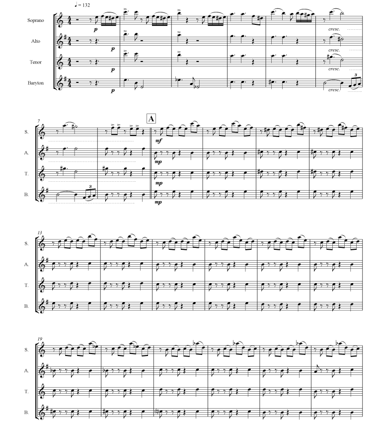 自由探戈 萨克斯四重奏 皮亚佐拉 总谱+分谱 有试听