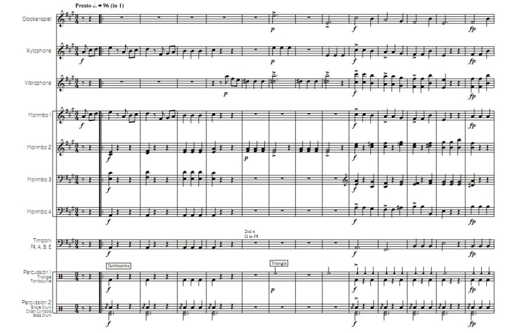 舒伯特 鳟鱼  中级 马林巴等 打击乐七重奏总谱 有试听