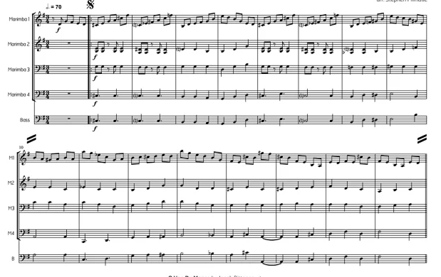 苍蝇飞舞  中-高级 普里马蒂克版 马林巴四重奏总谱 有试听