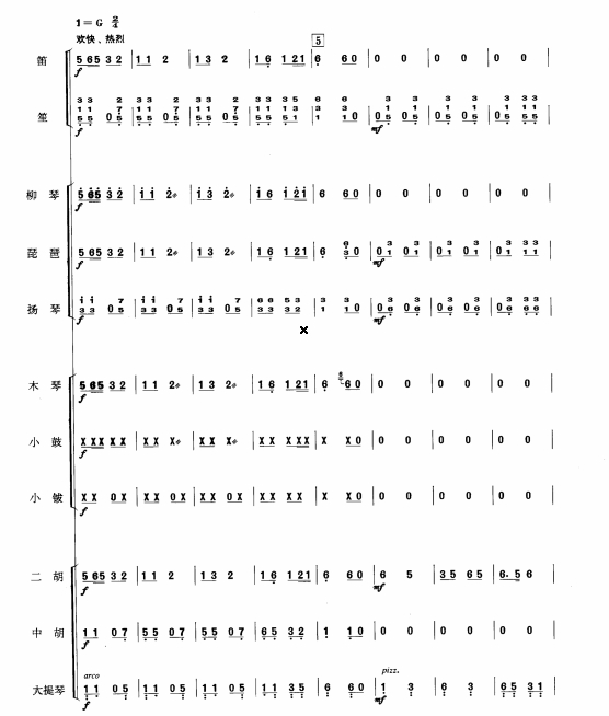 采茶灯 民乐小合奏简谱 有试听