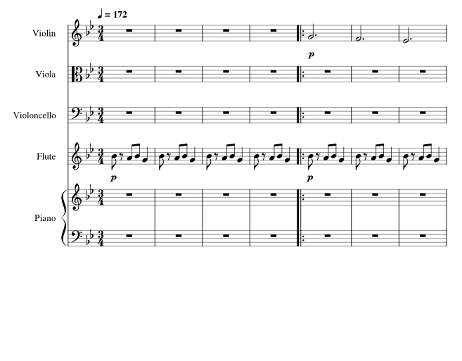 钟声颂歌 小提琴中提琴大提琴长笛钢琴 总谱+分谱 有试听