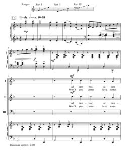 商品为SAB 三声部合唱线谱 Al Tambor 巴拿马民歌 约翰逊版 混声合唱谱 有试听-云音圈