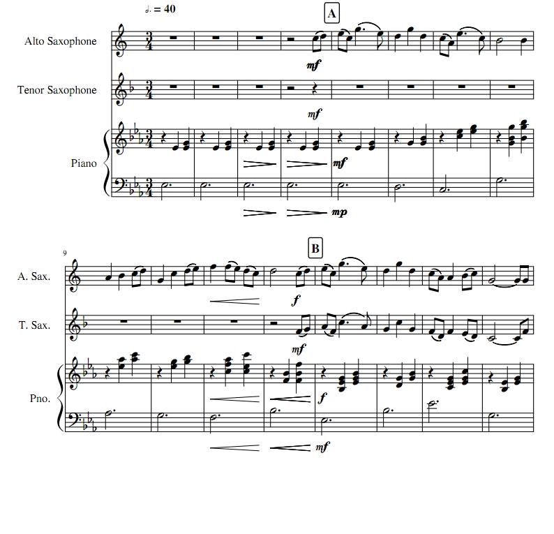 Always With Me 双萨克斯钢琴总分谱 有试听