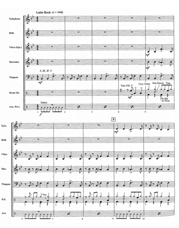 Chuck Rio 龙舌兰 拉普版 中级 打击乐七重奏总谱+分谱 有试听