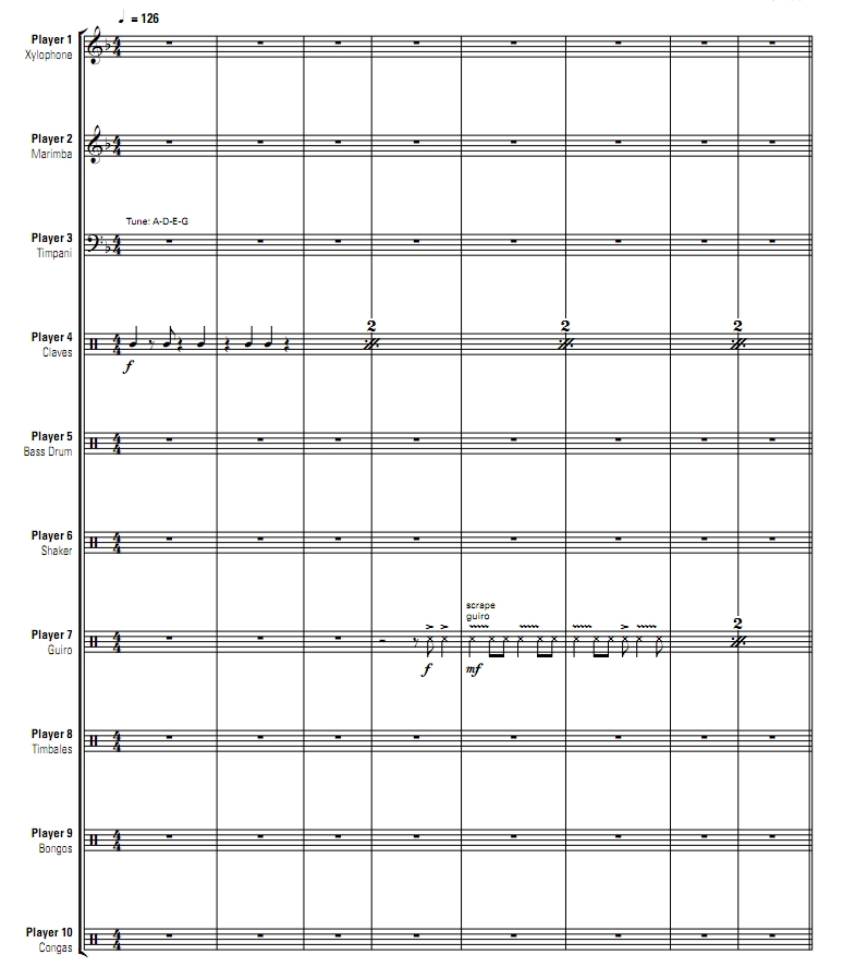 Clave and Sons 初-中级 拉什版 打击乐十重奏总谱 有试听