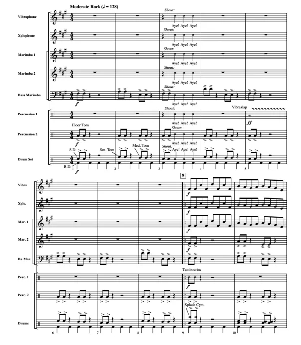 Crazy Train 中级 唐斯版 打击乐重奏总谱+分谱 有试听