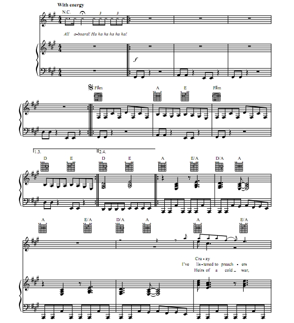 Crazy train 钢琴声乐谱或吉他声乐谱 有试听