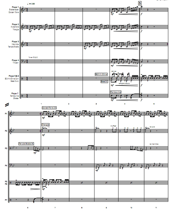 Escape Artist 初-中级 拉什版 打击乐七重奏总谱 有试听