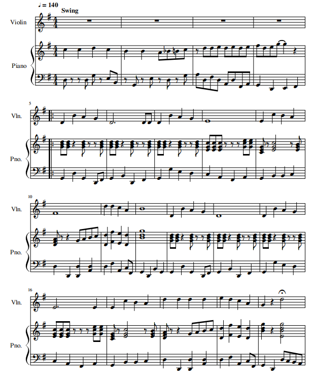 Jingle Bells 小提琴钢琴 总分谱 有试听