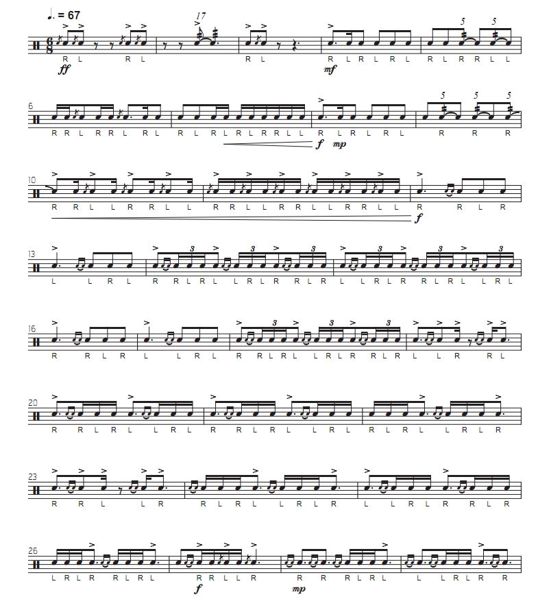 Prattamacues 蒂曼版 中-高级 无伴奏独奏 小军鼓谱 有试听