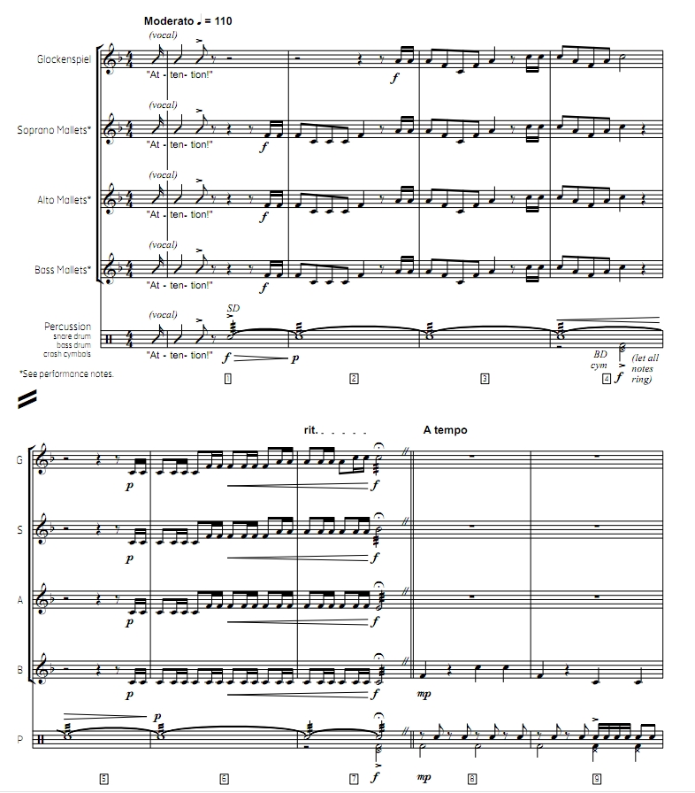 图片[3]-Sound Off! 共3首 初级 奥尔夫打击乐七重奏总谱 有试听