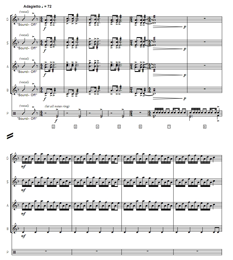 Sound Off! 共3首 初级 奥尔夫打击乐七重奏总谱 有试听