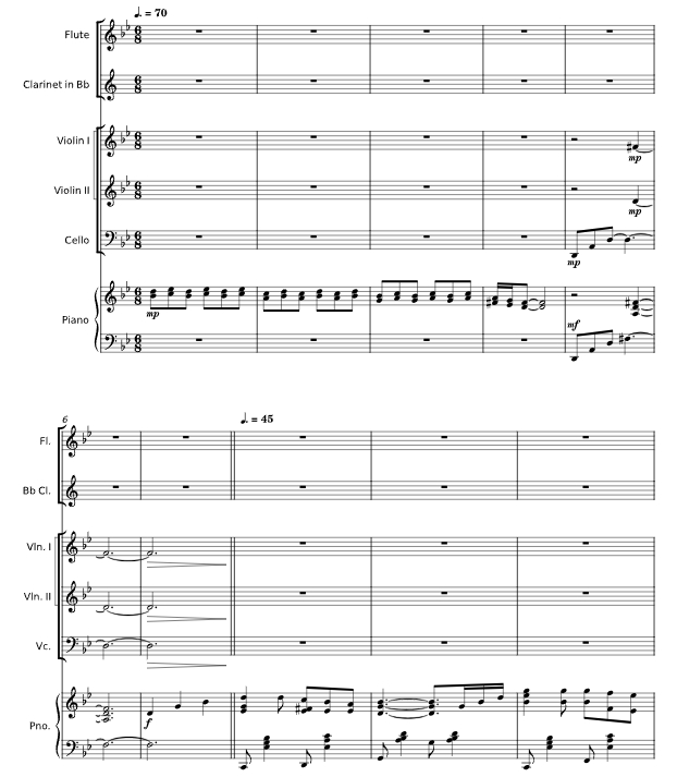 人生的旋转木马 长笛单簧管小提琴大提琴钢琴重奏 总谱+分谱 有试听