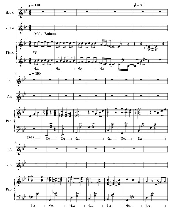 人生的旋转木马 长笛小提琴钢琴 总谱+分谱 有试听