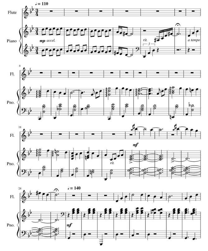 人生的旋转木马 长笛钢琴 总谱 有试听