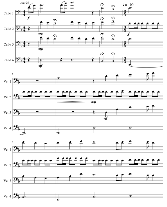 加勒比海盗 大提琴四重奏 总分谱 有试听