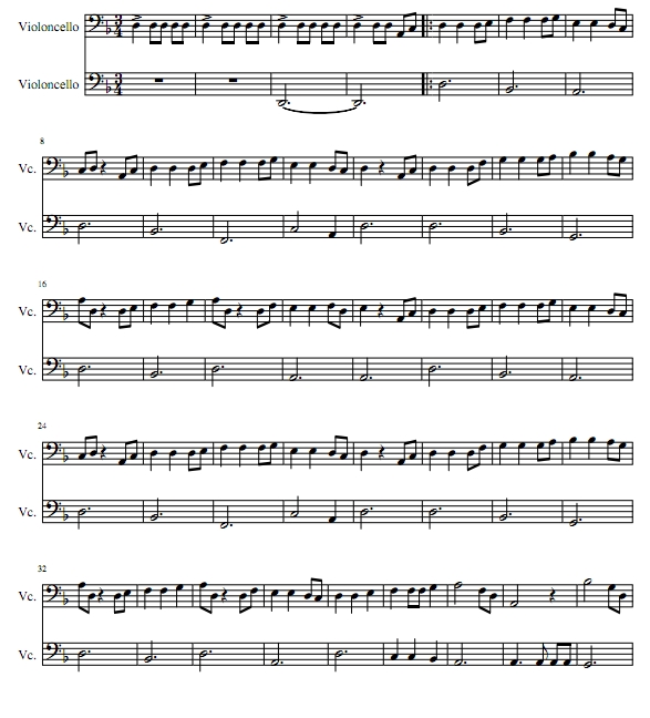 加勒比海盗主题曲 大提琴二重奏 总分谱 有试听