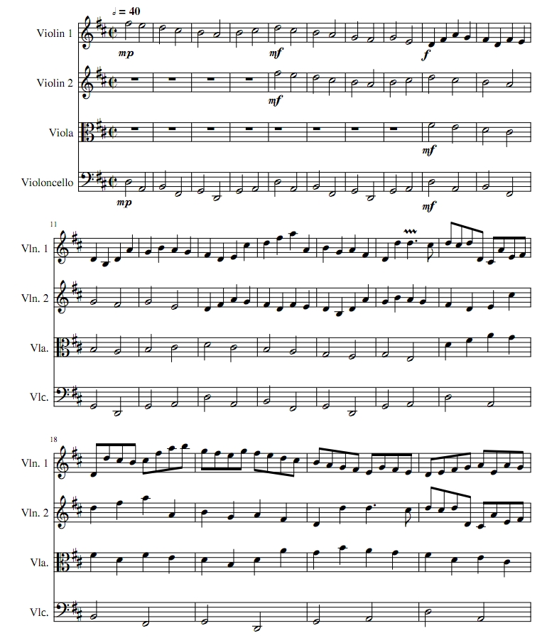 卡农 弦乐四重奏 总谱+分谱 大提琴简单版 有试听