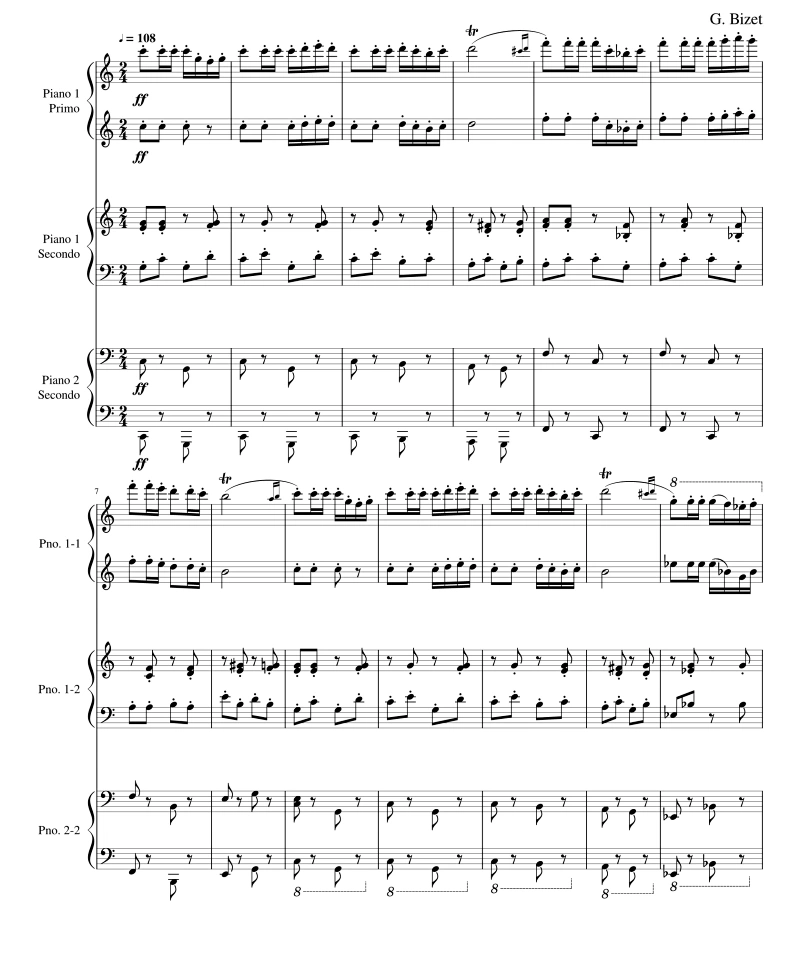 卡门幻想曲  六手联弹 纸质版 有试听