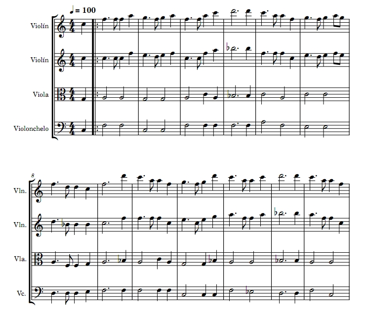 友谊地久天长 弦乐四重奏 总谱+分谱 C调 有试听