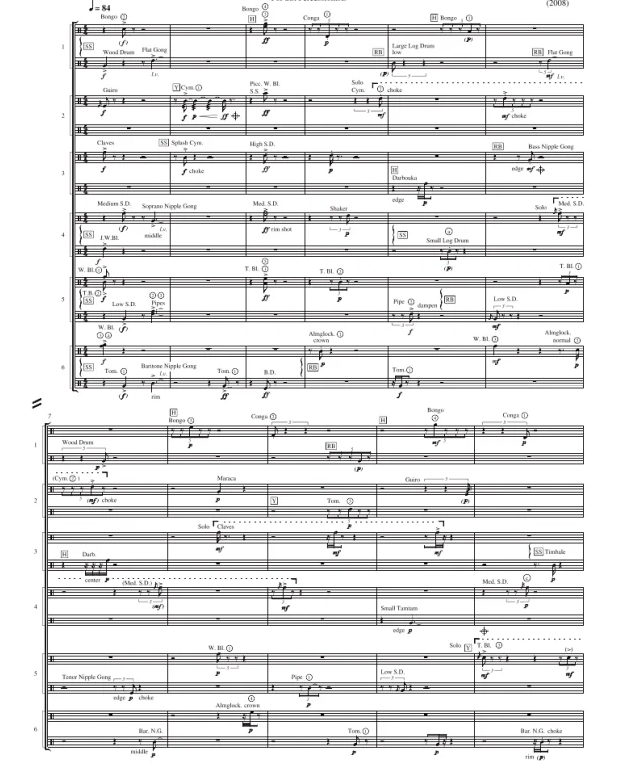 叮当作响 艾略特.卡特 高级 现代派 打击乐六重奏总谱 有试听