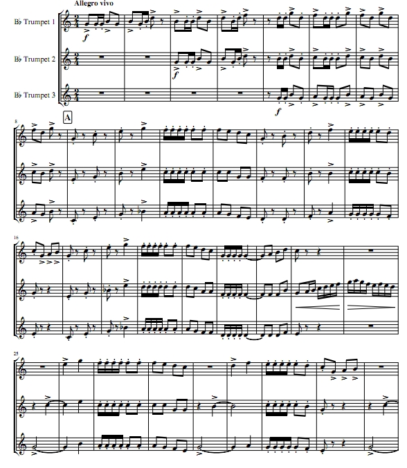 号手的假日 小号三重奏 总谱