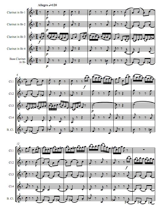 吉普赛回旋曲 单簧管五重奏总谱+分谱 有试听