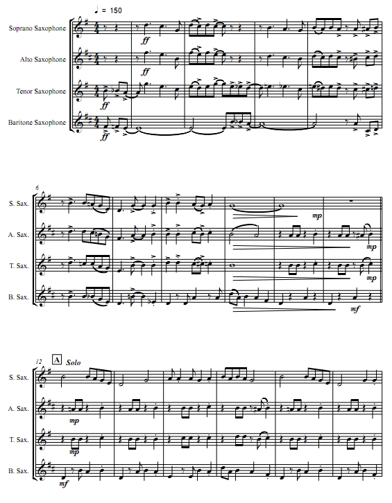 向苍天呼吁 SATB萨克斯四重奏 总谱+分谱 有试听