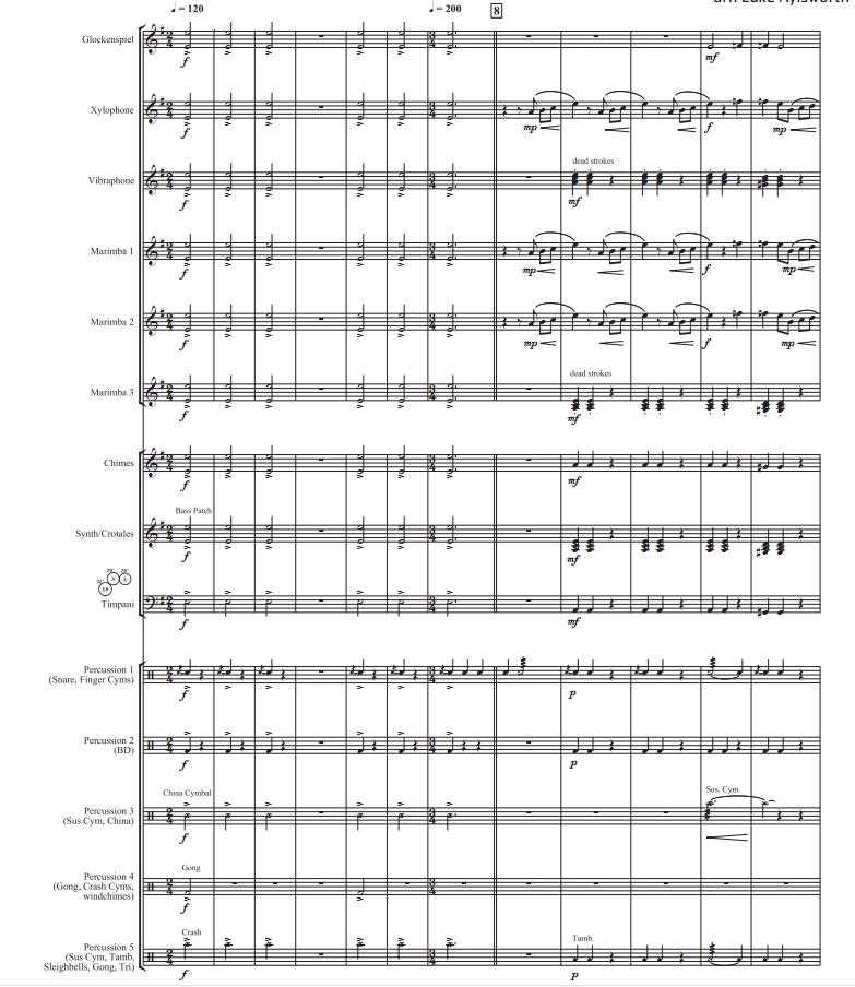 命运之力 中-高级 打击乐十三重奏总谱 有试听