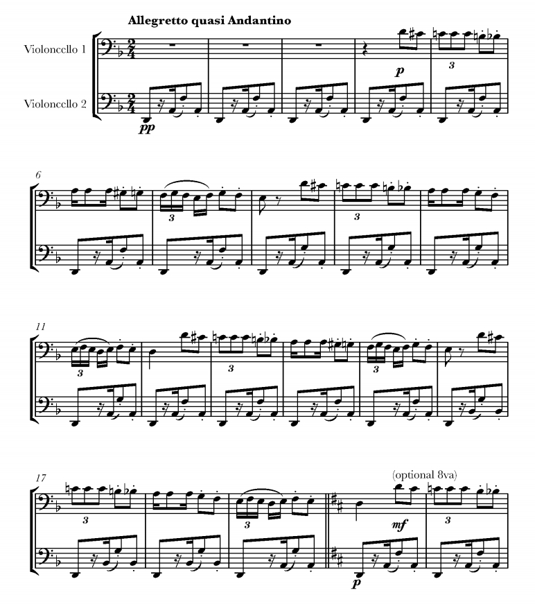 哈巴涅拉 大提琴二重奏 总分谱 带伴奏音频 有试听